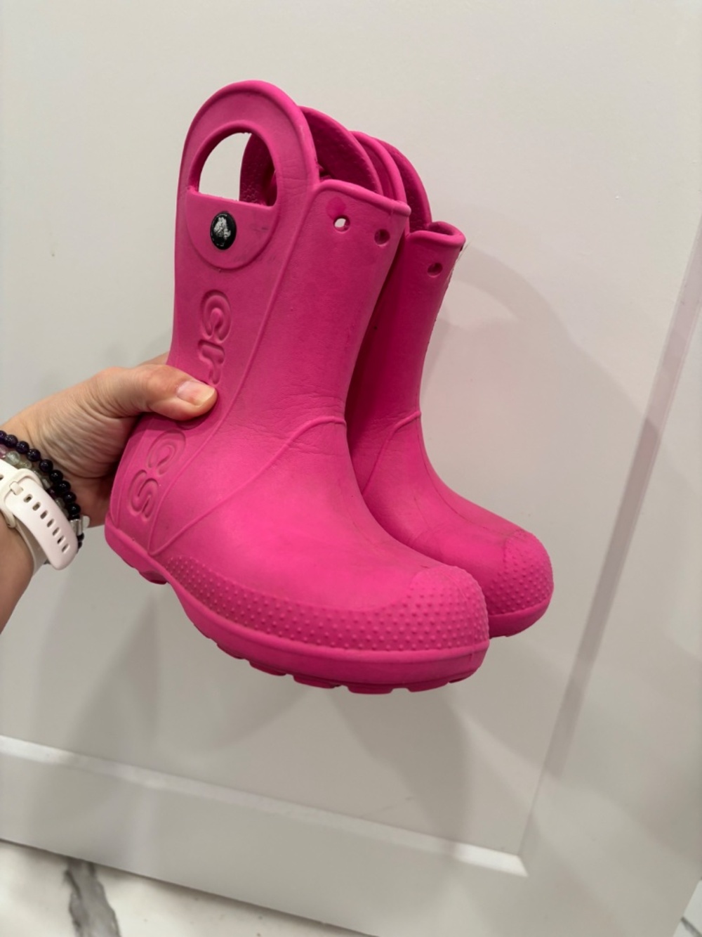 Crocs Kids Handle It Rain Boots Bright Pink – Toddler Size C11 – EUC